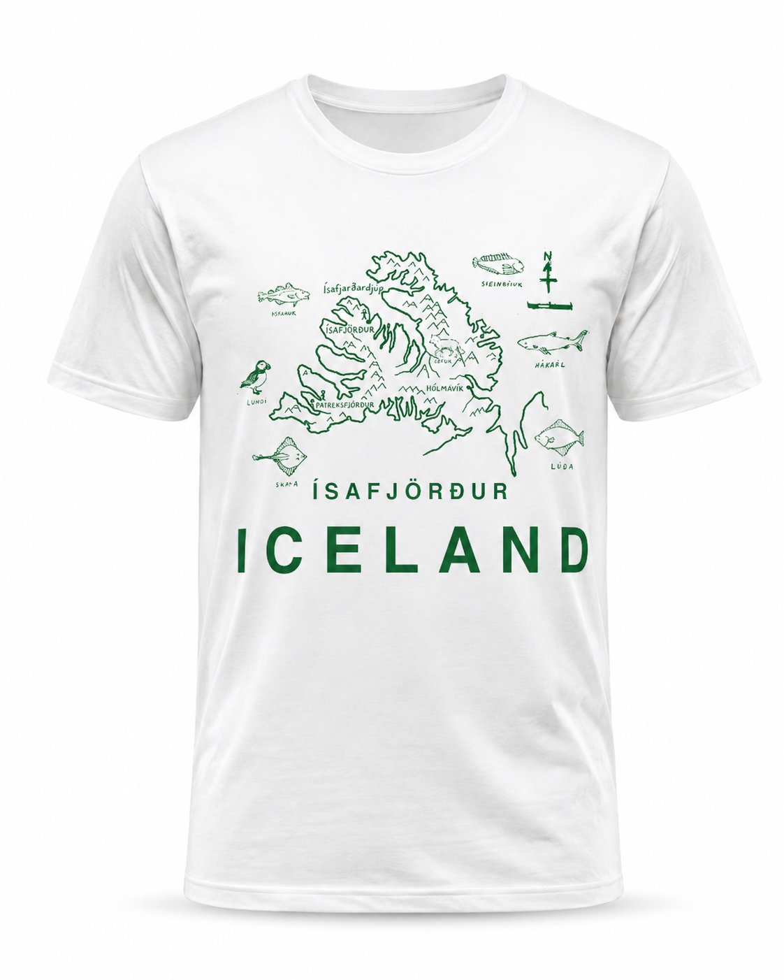 Westfjords map t-shirt in green